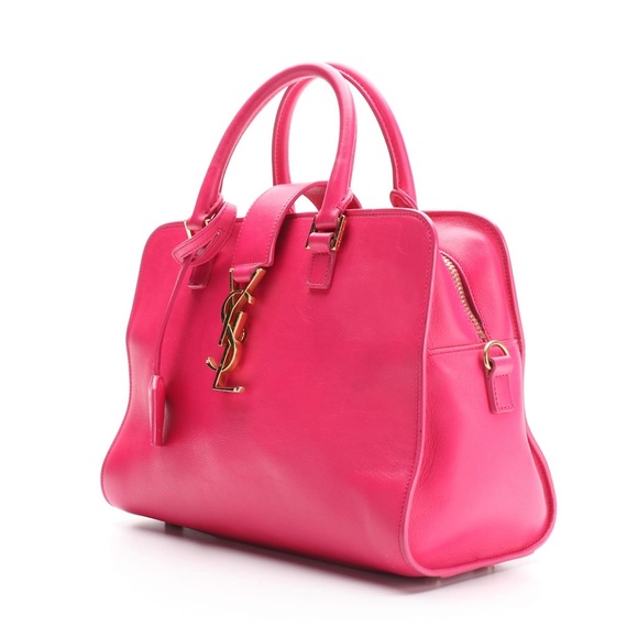 Saint Laurent Monogram Cabas Dark Pink Calfskin Leather Purse YSL Bag - Picture 3 of 16